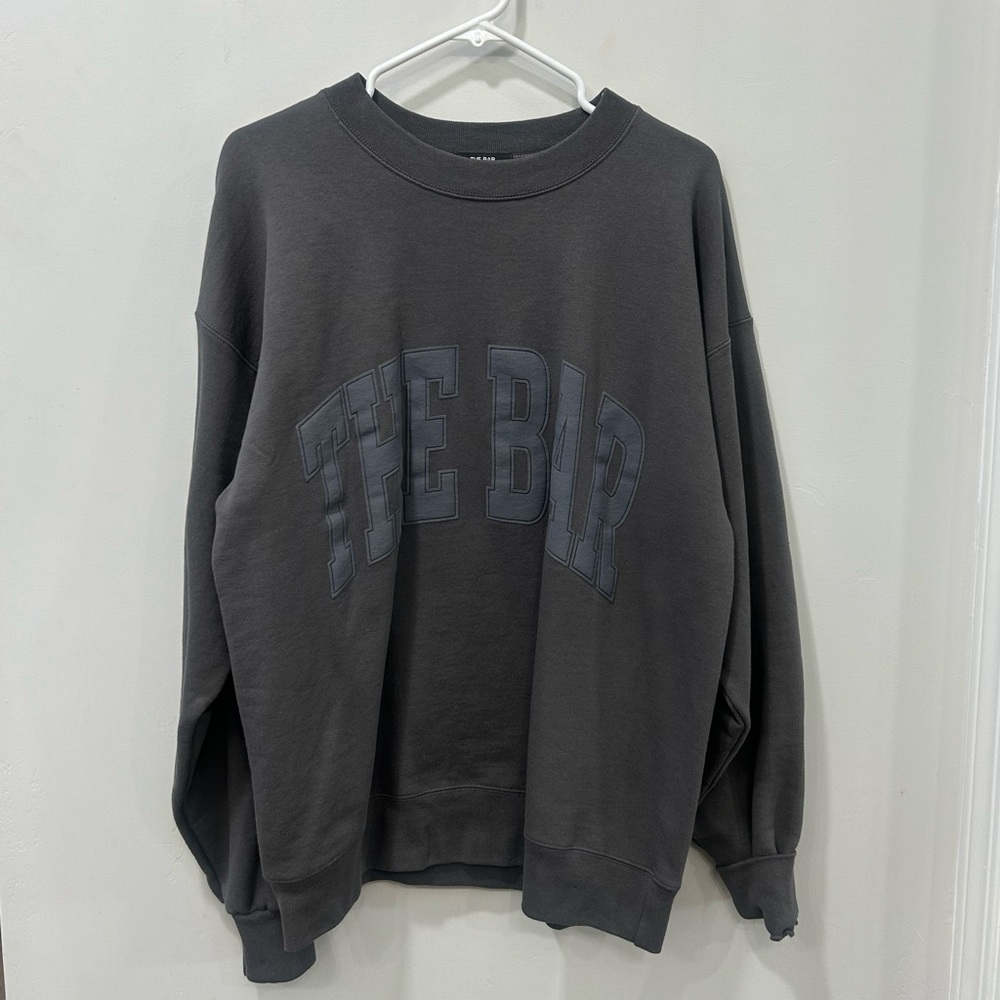 NEW (NWOT)- The Bar Varsity sweatshirt- slate grey size M